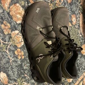 On Running Black and Gray Athletic Shoes with Durable Sole